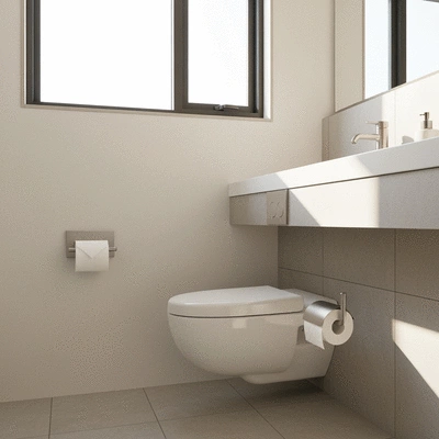 Modern bathroom with a stylish toilet paper holder
