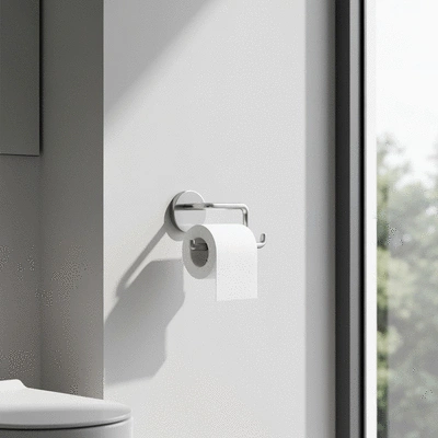 Modern bathroom with a stylish toilet paper holder as a focal point